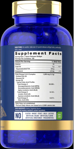 Omega 3-6-9 Ácidos Grasos Esenciales 1200 Mg X 180 Softgels - comprar online