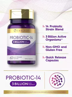 Probiotico Acidophilus 14 Strains / 8,5mg 3 Billon X 60 Caps | Carlyle - tienda online