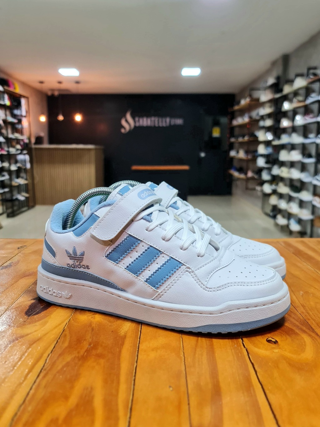 Adidas Forum Velcro Branco Azul bebe
