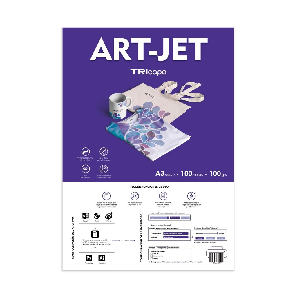 Papel Para Sublimar Tricapa - Art-Jet® - A3 - 100 Hojas