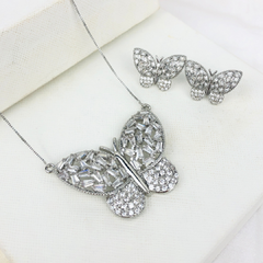 Conjunto Borboleta Cristal em Zircônia Folheado - comprar online