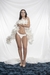 Calcinha em tule Branco com detalhe sensual em strass - YAFFA Lingerie
