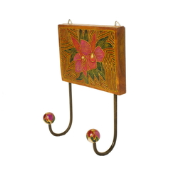 Cabideiro de parede de madeira orquídea 2 ganchos - comprar online