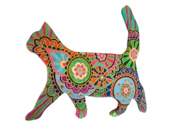 Gato decorativo pirogravado Mama Gipsy SOB ENCOMENDA - loja online