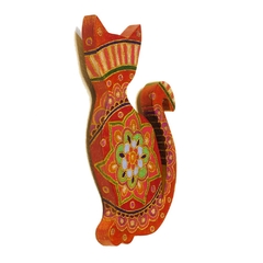 Gato decorativo pirogravado Mama Gipsy SOB ENCOMENDA - loja online