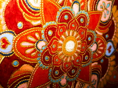Mandala floral laranja vermelho 30 cm SOB ENCOMENDA - Mama Gipsy
