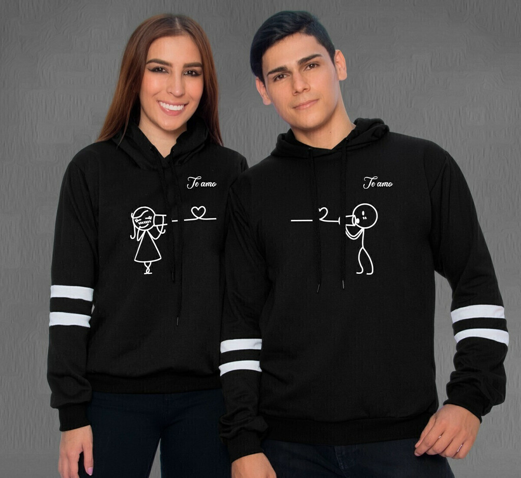 Buzos Hoodies Parejas Enamorados Negro