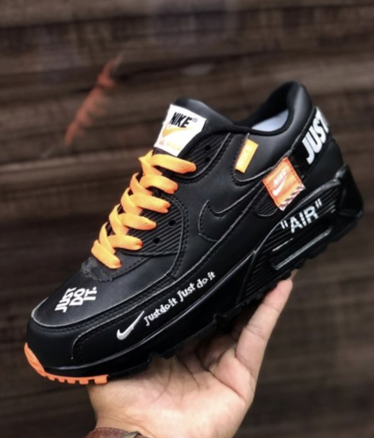 TENIS AIR MAX 90 JUST DO IT PRETO LARANJA