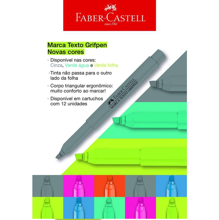 Marca Texto Grifpen tons NEON - Faber Castell