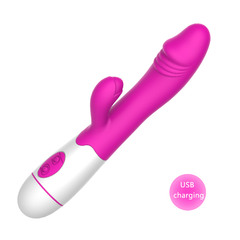 VIBRADOR RABBIT 30 VELOCIDADES VARA VIBRATÓRIA DUPLA EM PONTO G RECARREGÁVEL - loja online