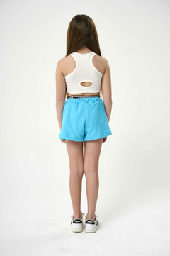 SHORT DOBLE ELASTICO TURQUESA - comprar online