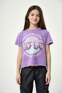 REMERA ACDC TEÑIDA LILA