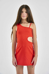 VESTIDO ASIMETRICO SCUBA CREPE ROJO