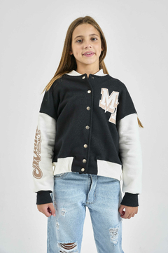 CAMPERA UNIVERSITARIA FRISA NEGRO-CRUDO GENOVEVA