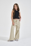 PANTALON ANCHO DE GABARDINA BEIGE