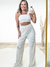 Calça Pantalona Plissado Off White - comprar online