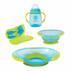 Kit Buba Alimentação Infantil Azul Neon c/ Copo 300ml