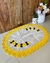 Tapete Oval P 1,20m x 85cm Bordado Flor Crochê Artesanal - loja online