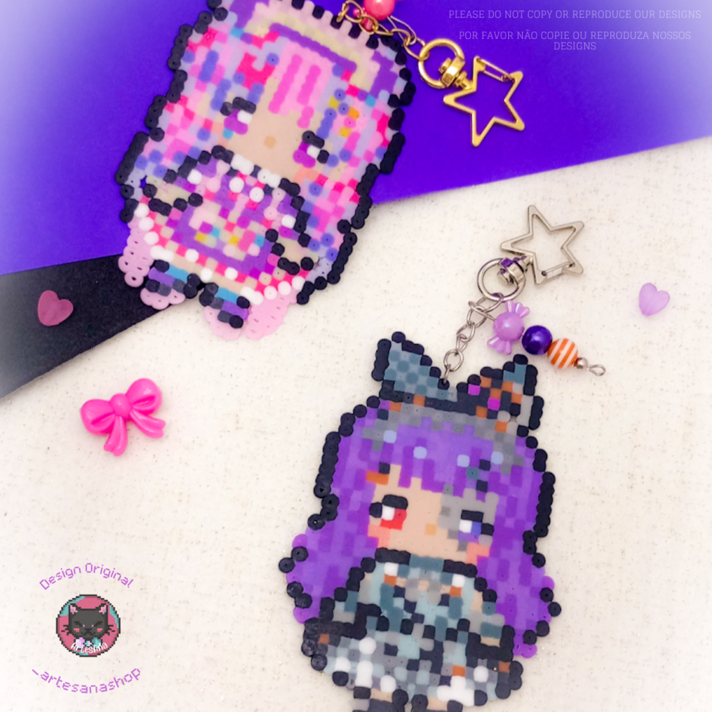 Chaveiro ou Imã Perler Beads/Pixel Art - Omori