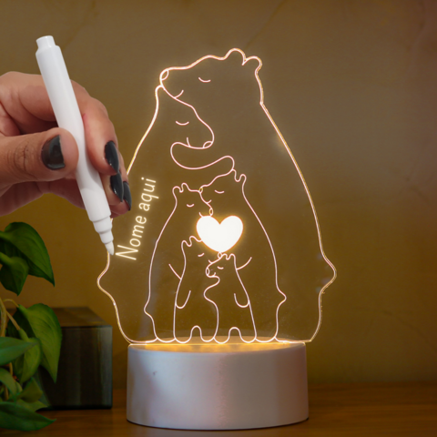 Luminária Família Urso Casal com 4 filhos + canetinha - comprar online