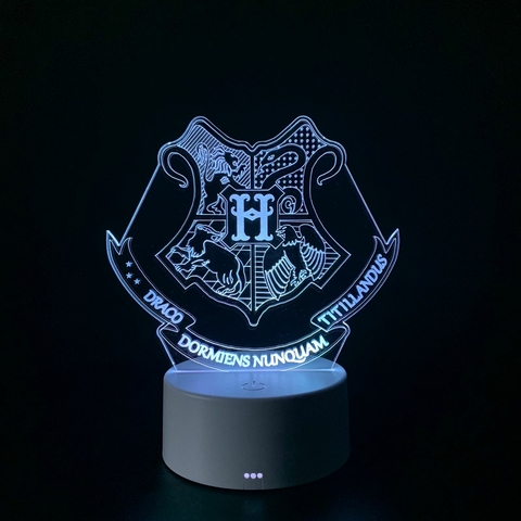 Luminária De Mesa Led 3D | Hogwarts Logo - Harry Potter na internet