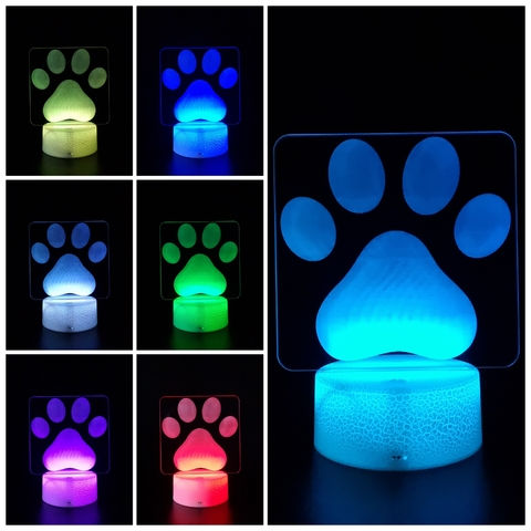 Luminária De Mesa Led 3D | Pata de Cachorro - PET