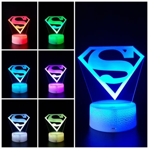 Luminária De Mesa Led 3D | Superman - Logo - loja online