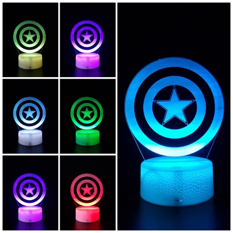 Luminária De Mesa Led 3D | Capitão América Logo - loja online