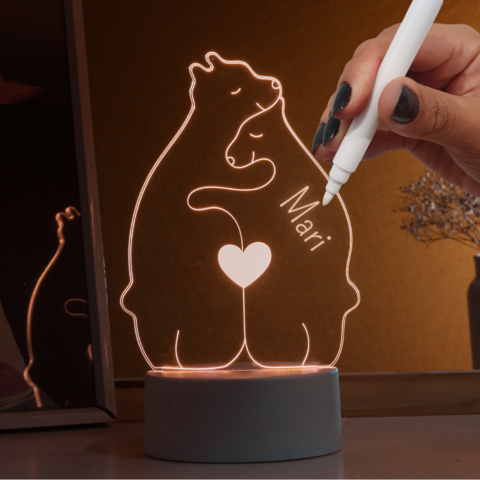 Luminária Família Urso Casal + canetinha