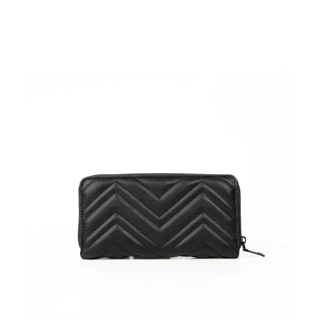 Billetera MONACO Blaque con Cierre en Matelasse Color Negro