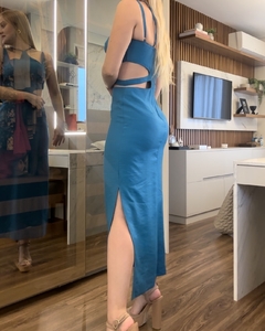 Vestido Midi Detalhe Alças Azul Metaverse - comprar online