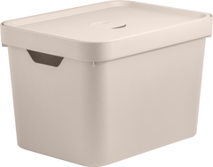 Caixa Organizadora Cube M 18 litros Com Tampa - Bege