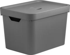 Caixa Organizadora Cube M 18 litros Com Tampa - Chumbo