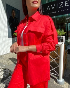 Camisa Tricoline Detalhe Martingales 124 Vermelho Flame