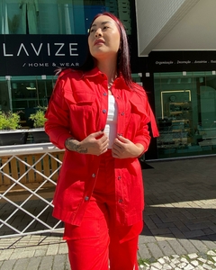 Camisa Tricoline Detalhe Martingales 124 Vermelho Flame - comprar online