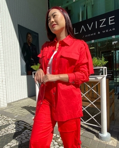Camisa Tricoline Detalhe Martingales 124 Vermelho Flame na internet