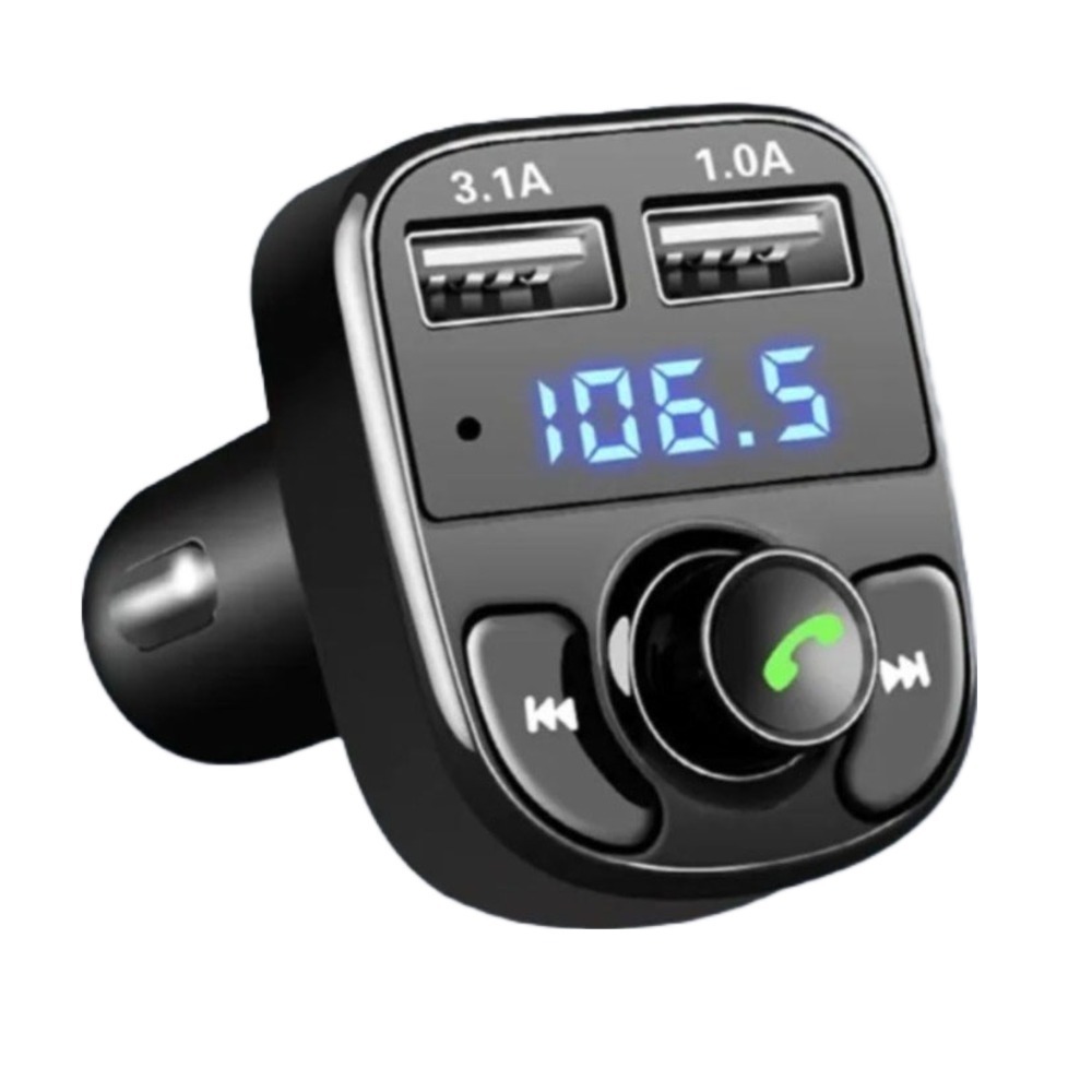 Transmissor de Som via FM com Bluetooth para Carro com Duplo Carregador USB