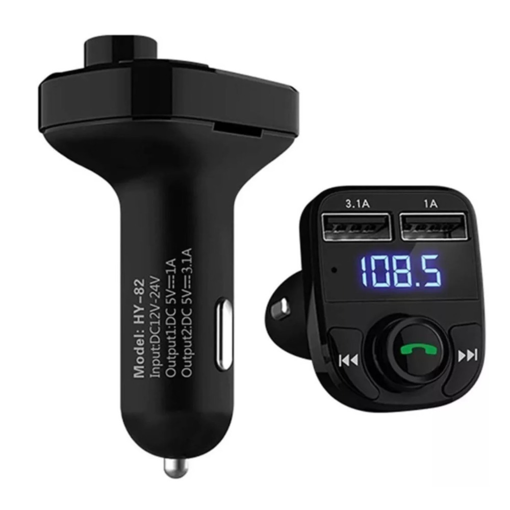 Transmissor de Som via FM com Bluetooth para Carro com Duplo Carregador USB
