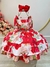 Vestido Infantil Vermelho Florido Luxo C/ Cinto de Pérolas - comprar online