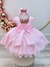 Vestido Infantil Rosa Claro Saia C/ Glitter e Apliques Flores na internet