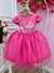 Vestido Infantil Barbie Rosa Chiclete Com Cinto de Strass - Sol Kids