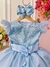 Vestido Infantil Azul Com Glitter e Broche de Flor Luxo - comprar online