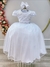 Vestido Infantil Branco Busto C/ Renda Luxo Casamento Festas