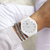 Relógio Minimalista Branco e Prata Marshmallow 40mm na internet