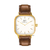 Relógio Feminino Quadrado Charm Full Gold Pulseira De Couro 40mm Aço Inoxidável