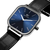 Relógio Minimalista Quadrado Square Dallas Blue Azul Pulseira de Couro Preto 40mm Clássico - comprar online