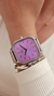 Relogio Feminino Quadrado Square Pulseira Prata Bays Purple Roxo Silver Aço Inoxidável banhado a titânio 40mm - comprar online