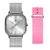 Relógio Feminino Quadrado Minimalista Bays Unitone Kit Pulseira Prata Silver 40mm + Pulseira Nylon Nato Listras 22mm