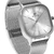 Relógio Feminino Quadrado Minimalista Bays Unitone Kit Pulseira Prata Silver 40mm + Pulseira Nylon Nato Listras 22mm - loja online
