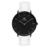 Relógio Minimalista Preto Petite Full Black Pulseira de Couro Branco 40mm